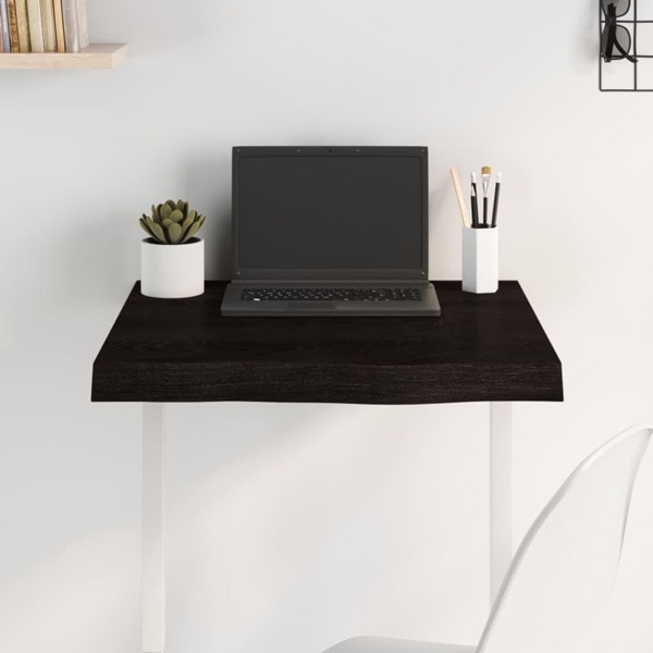 vidaXL Bordsskiva mörkbrun 60x60x(2-6) cm behandlad massiv ek Brun