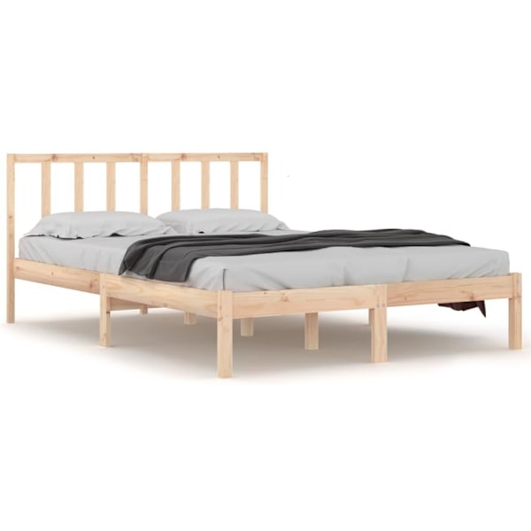 vidaXL Sängram massiv furu 140x200 cm Brun