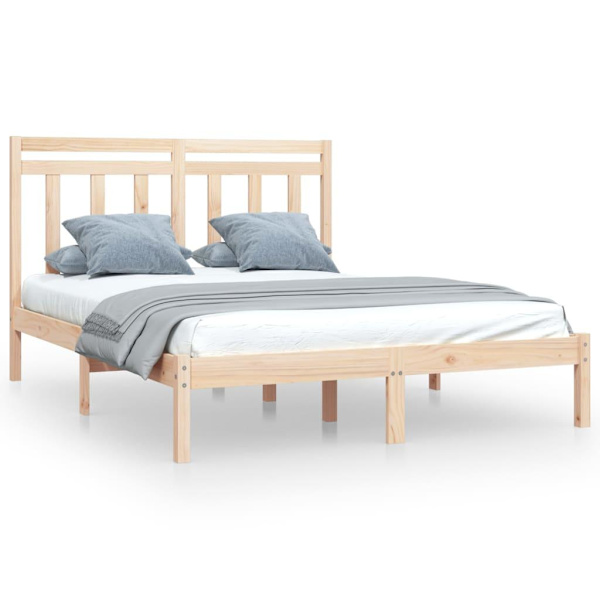 vidaXL Sängram massivt trä 150x200 cm Brun