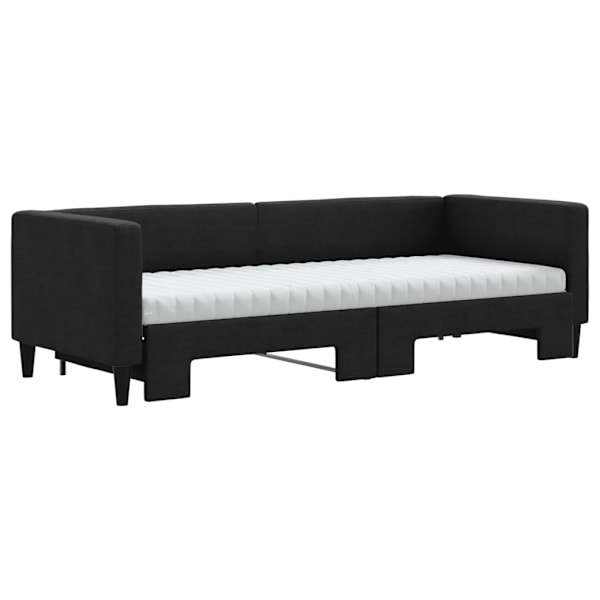 vidaXL Dagbädd med madrasser utdragbar svart 80x200 cm tyg Svart