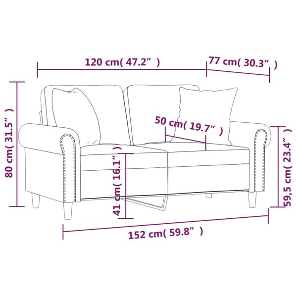 vidaXL 2-sits soffa med prydnadskuddar grå 120 cm konstläder Grå