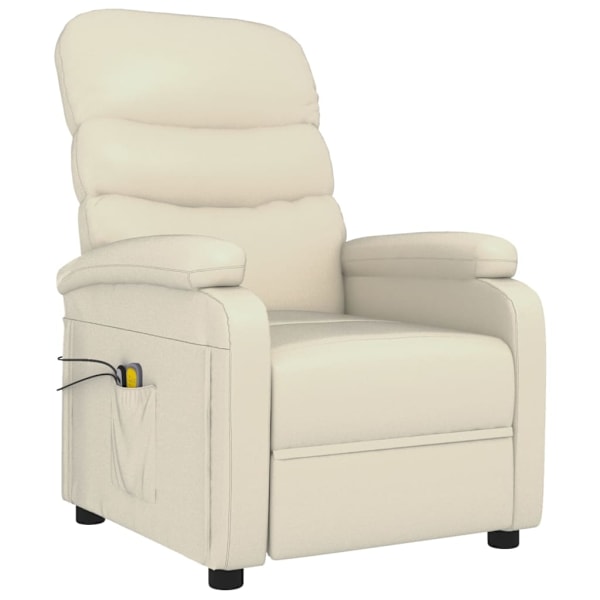 vidaXL Elektrisk massagefåtölj gräddvit konstläder Creme