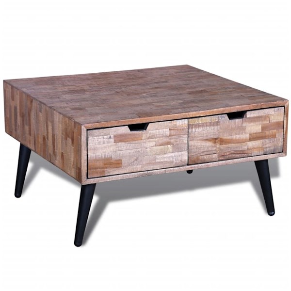vidaXL Soffbord i återvunnen teak med 4 lådor multifärg