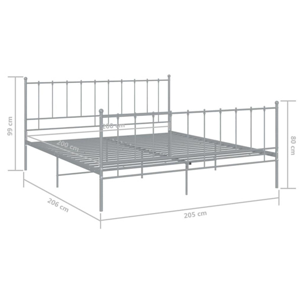 vidaXL Sängram grå metall 200x200 cm grå