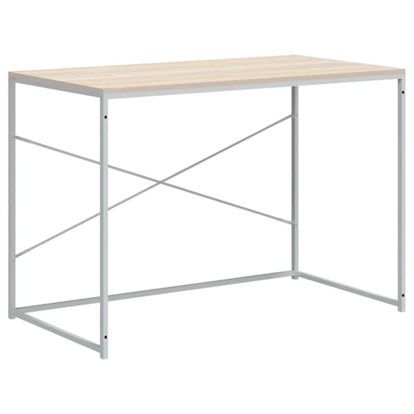 vidaXL Datorbord vit och ek 110x60x70 cm konstruerat trä Brun