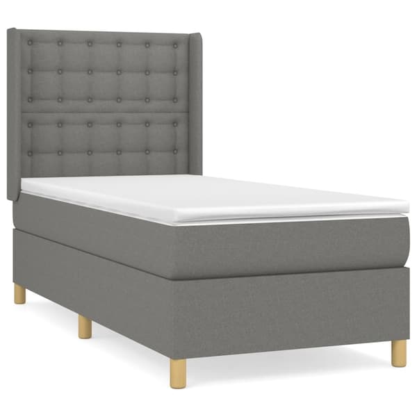 vidaXL Ramsäng med madrass mörkgrå 80x200 cm tyg Grå