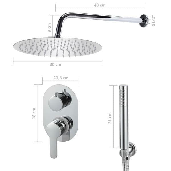 vidaXL Duschsystem rostfritt stål 201 silver Silver