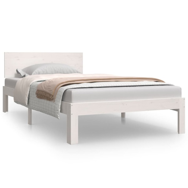 vidaXL Sängram vit massiv furu 100x200 cm Vit