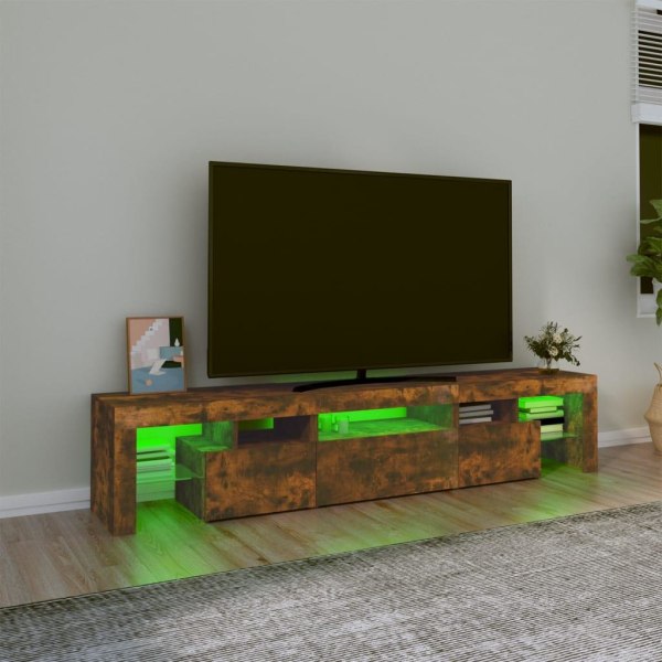 vidaXL Tv-bänk med LED-belysning Rökfärgad ek 200x36,5x40 cm Brun