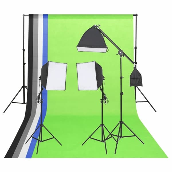 vidaXL Studiobelysning med bakgrund och reflektor Vit