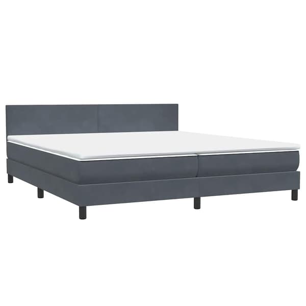 vidaXL Ramsäng med madrass mörkgrå 180x210 cm sammet Grå