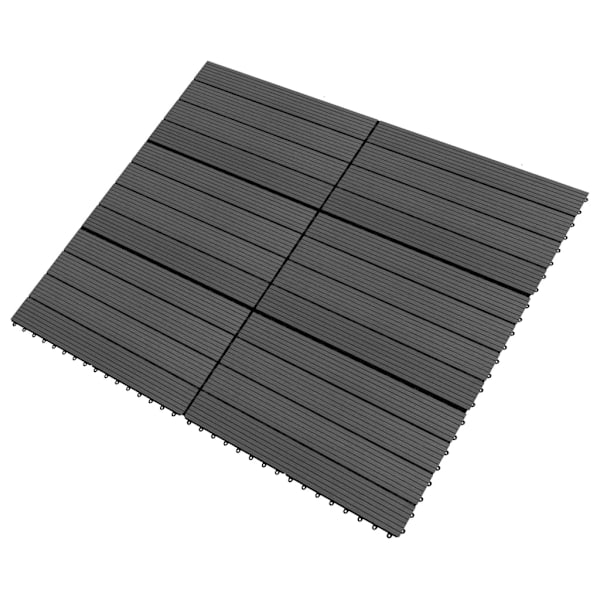 vidaXL Markplattor 6 st WPC 60x30 cm 1,08 m² svart Svart