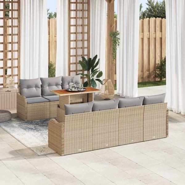 vidaXL Trädgårdsoffset 8 st beige och ljusgrå Beige