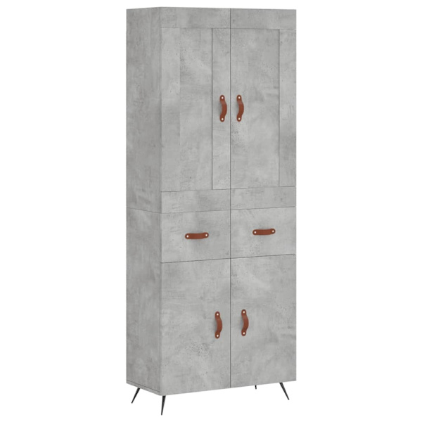 vidaXL Högskåp betonggrå 69,5x34x180 cm konstruerat trä Grå