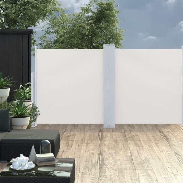 vidaXL Infällbar sidomarkis gräddvit 120x600 cm Creme