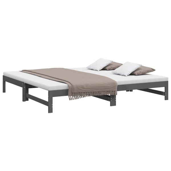 vidaXL Utdragbar dagbädd grå 2x(90x200) cm massiv furu Grå