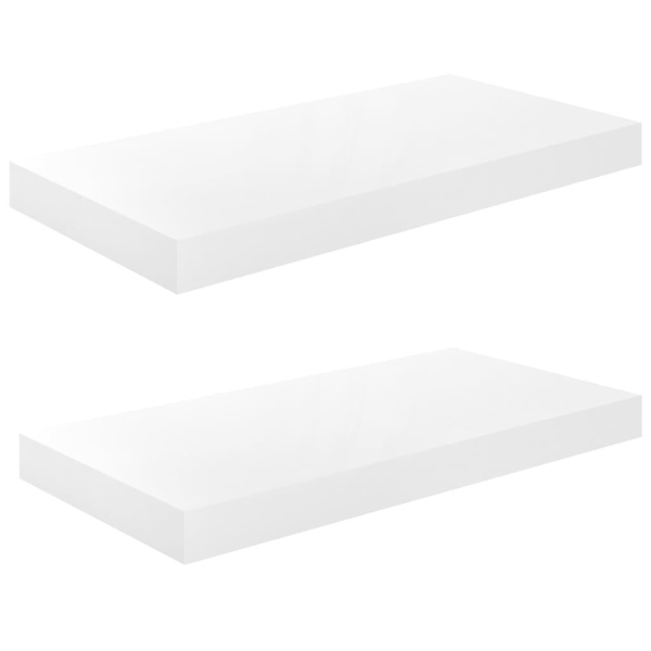 vidaXL Svävande vägghyllor 2 st vit högglans 50x23x3,8 cm MDF Vit