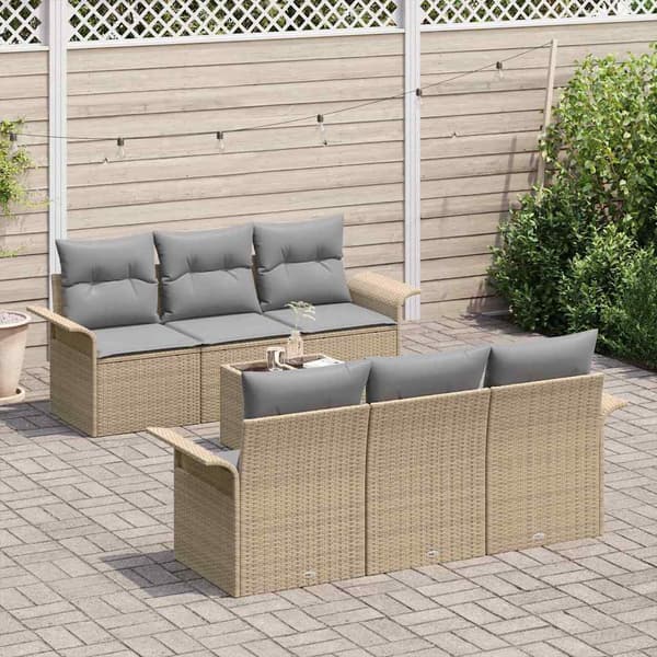 vidaXL Trädgårdsoffset 7 st Beige och Grå konstrotting Beige