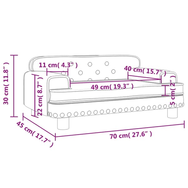 vidaXL Barnsoffa blå 70x45x30 cm sammet Blå