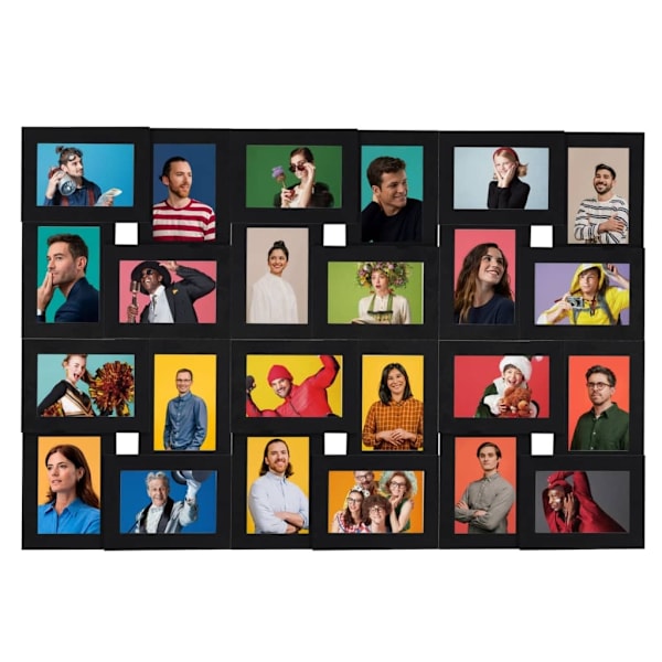 vidaXL Fotoram för 24x(10x15 cm) bilder svart MDF Svart