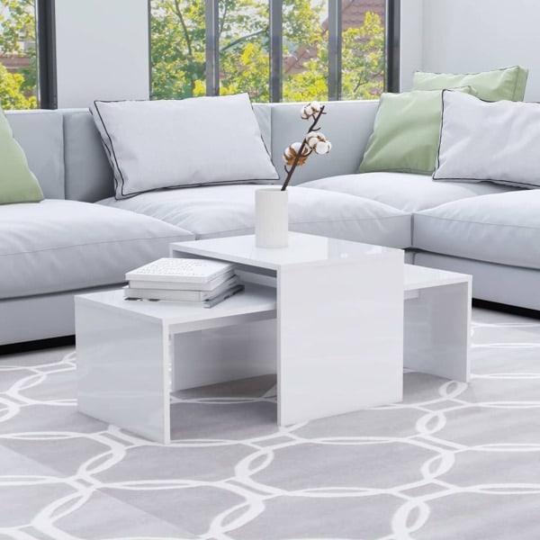 vidaXL Soffbord set vit högglans 100x48x40 cm konstruerat trä Vit