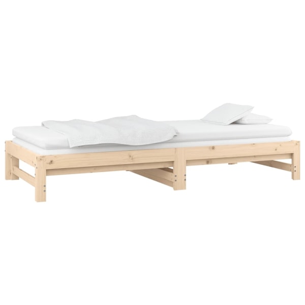 vidaXL Utdragbar dagbädd 2x(80x200) cm massiv furu Brun