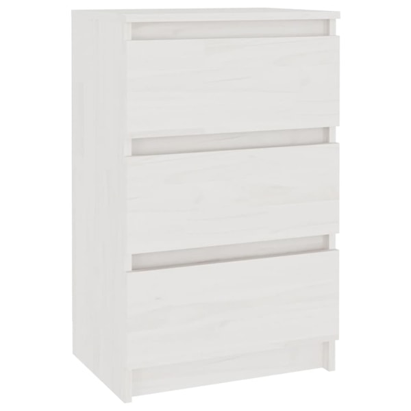 vidaXL Sängbord vit 40x29,5x64 cm massiv furu Vit