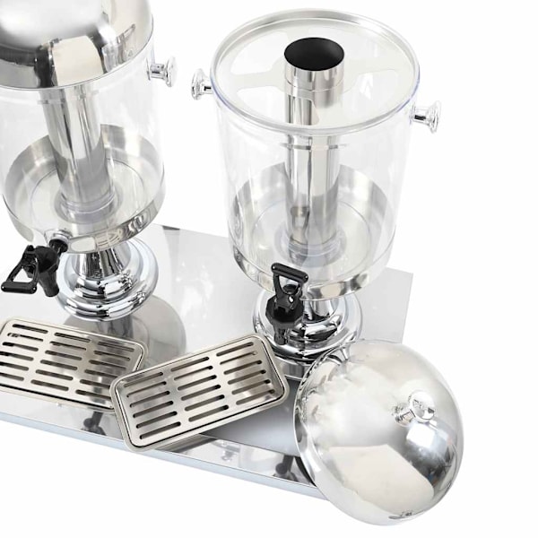 vidaXL Dubbel juicebehållare rostfritt stål 2 x 8 L Silver