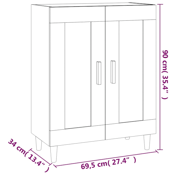 vidaXL Skåp rökfärgad ek 69,5x34x90 cm konstruerat trä Brun