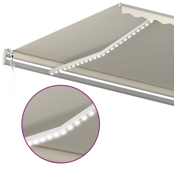 vidaXL Automatisk markis med vindsensor & LED 600x300 cm gräddvit Creme