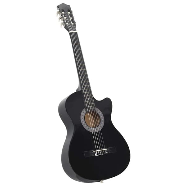 vidaXL Gitarr 12 delar med 6 strängar western svart 38" Svart