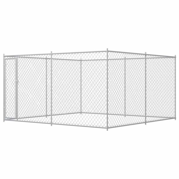vidaXL Hundgård för utomhusbruk 383x383x185 cm Silver