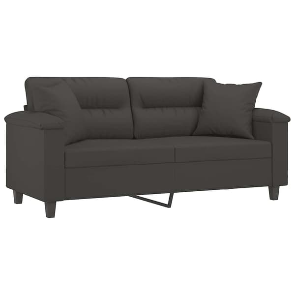 vidaXL 2-sitssoffa med kuddar och delar mörkgrå 140 cm mikrofibertyg Grå