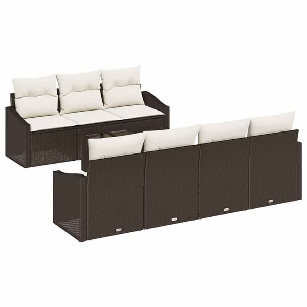 vidaXL Soffset 8 st Brun och Kräm konstrotting Brun