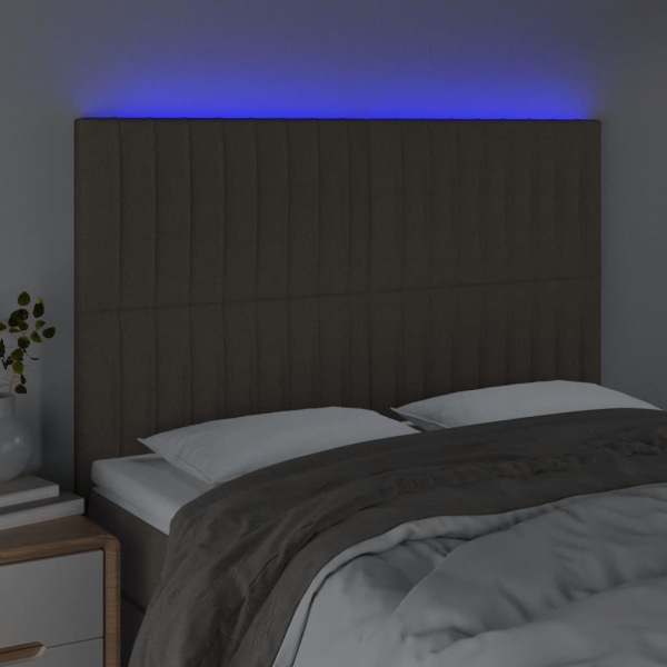 vidaXL Sänggavel LED taupe 144x5x118/128 cm tyg Taupe