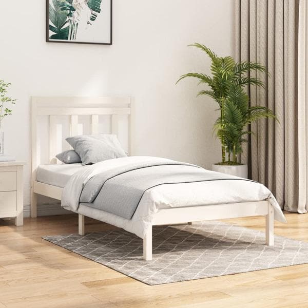 vidaXL Sängram vit massivt trä 100x200 cm Vit