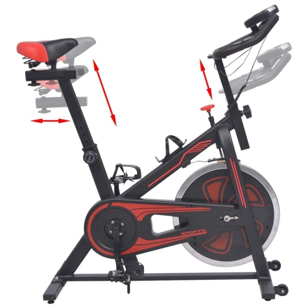 vidaXL Motionscykel med pulsmätare svart och röd multifärg