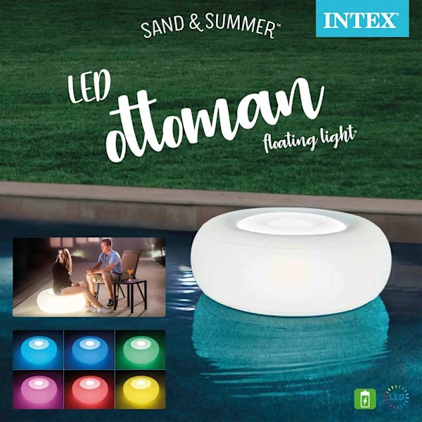 INTEX LED sittpuff 86x33 cm Vit