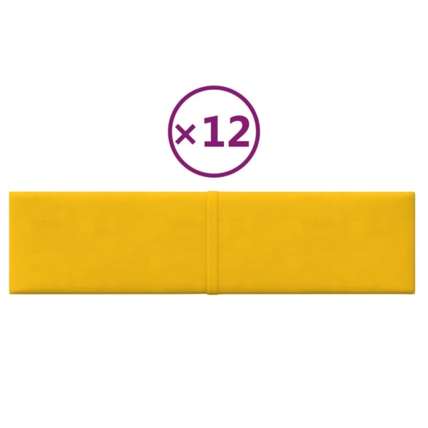 vidaXL Väggpaneler 12 st gul 60x15 cm sammet 1,08 m² Gul