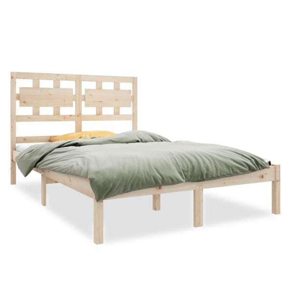 vidaXL Sängram massivt trä 135x190 cm Brun