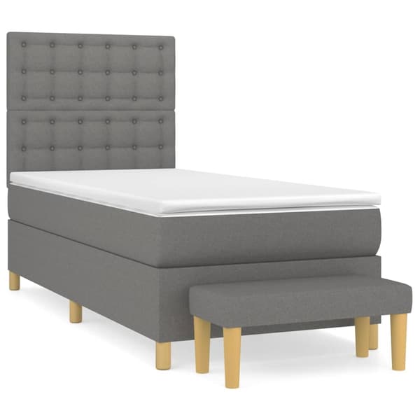 vidaXL Ramsäng med madrass mörkgrå 80x200 cm tyg Grå