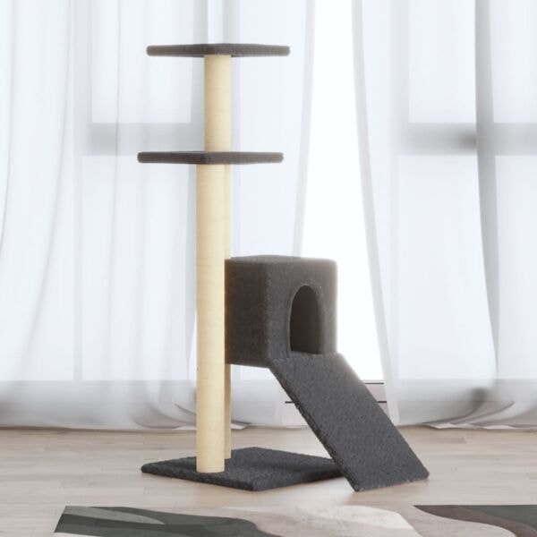 vidaXL Klösträd med klöspelare i sisal mörkgrå 92 cm grå
