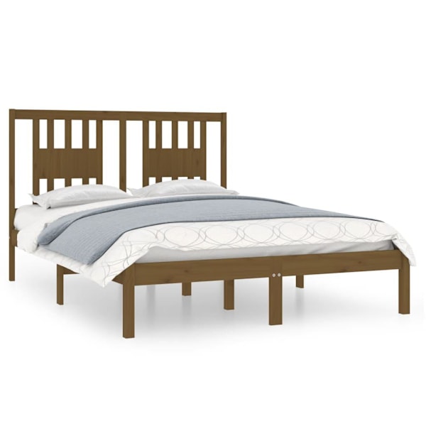 vidaXL Sängram honungsbrun massiv furu 120x200 cm Brun