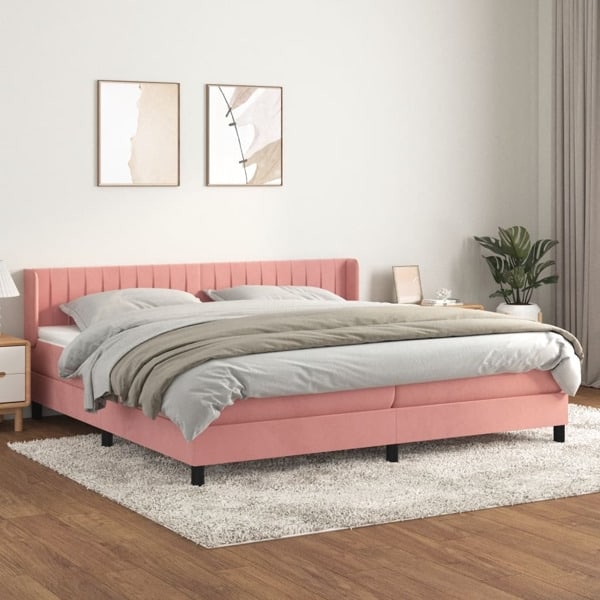vidaXL Ramsäng med madrass rosa 200x200 cm sammet Rosa