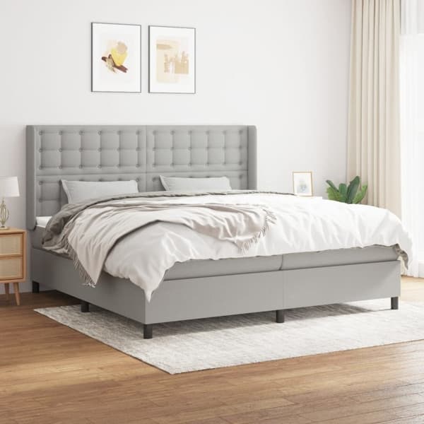 vidaXL Ramsäng med madrass ljusgrå 200x200 cm tyg Grå