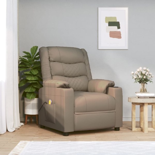 vidaXL Massagefåtölj cappuccino konstläder Brun