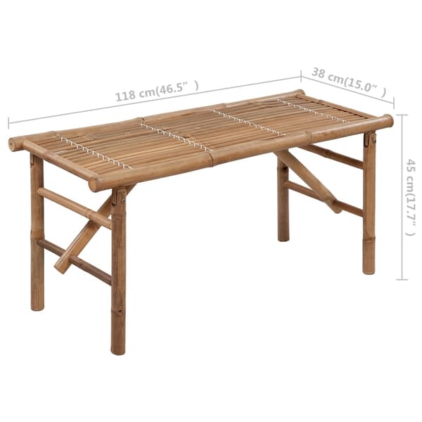 vidaXL Hopfällbar trädgårdsbänk med dyna 118 cm bambu grå