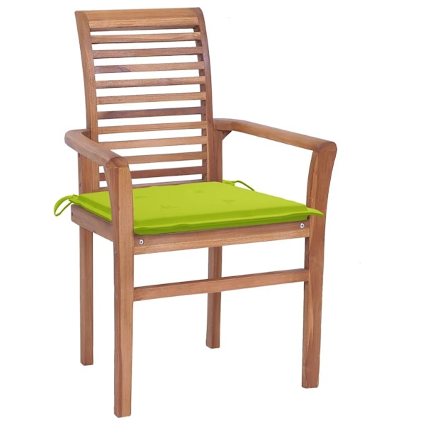 vidaXL Matstolar 8 st med ljusgröna dynor massiv teak Grön