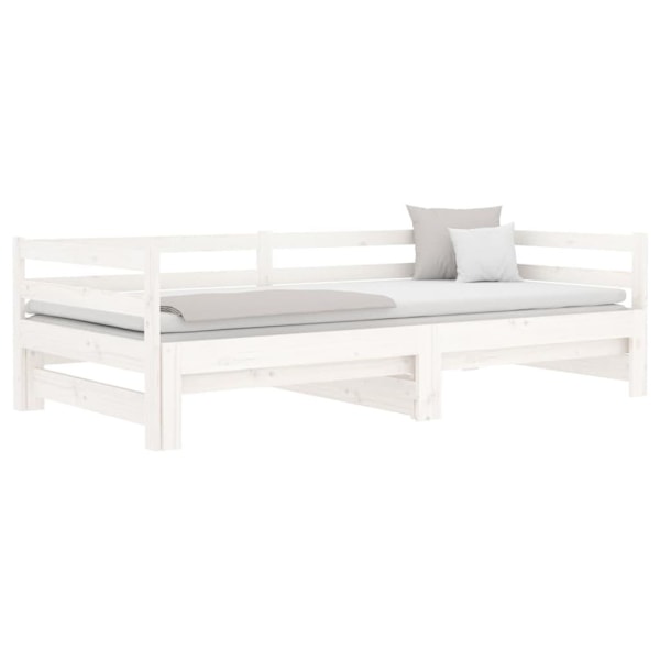 vidaXL Utdragbar dagbädd vit 2x(90x190) cm massiv furu Vit