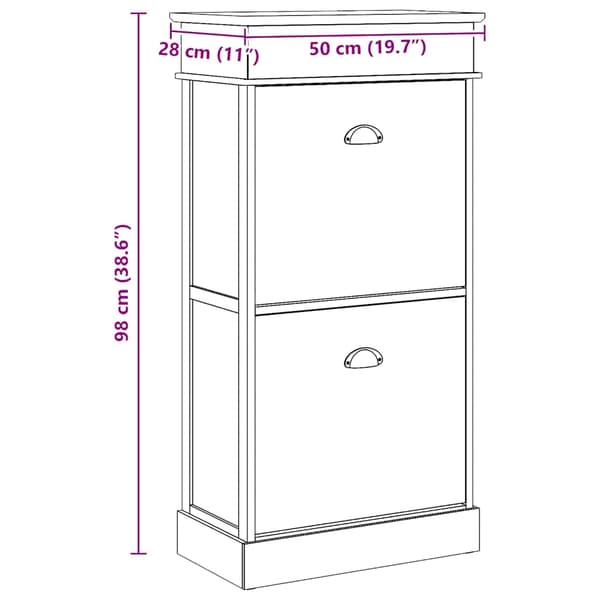 vidaXL Skoskåp grå 50x28x98 cm kejsarträ grå